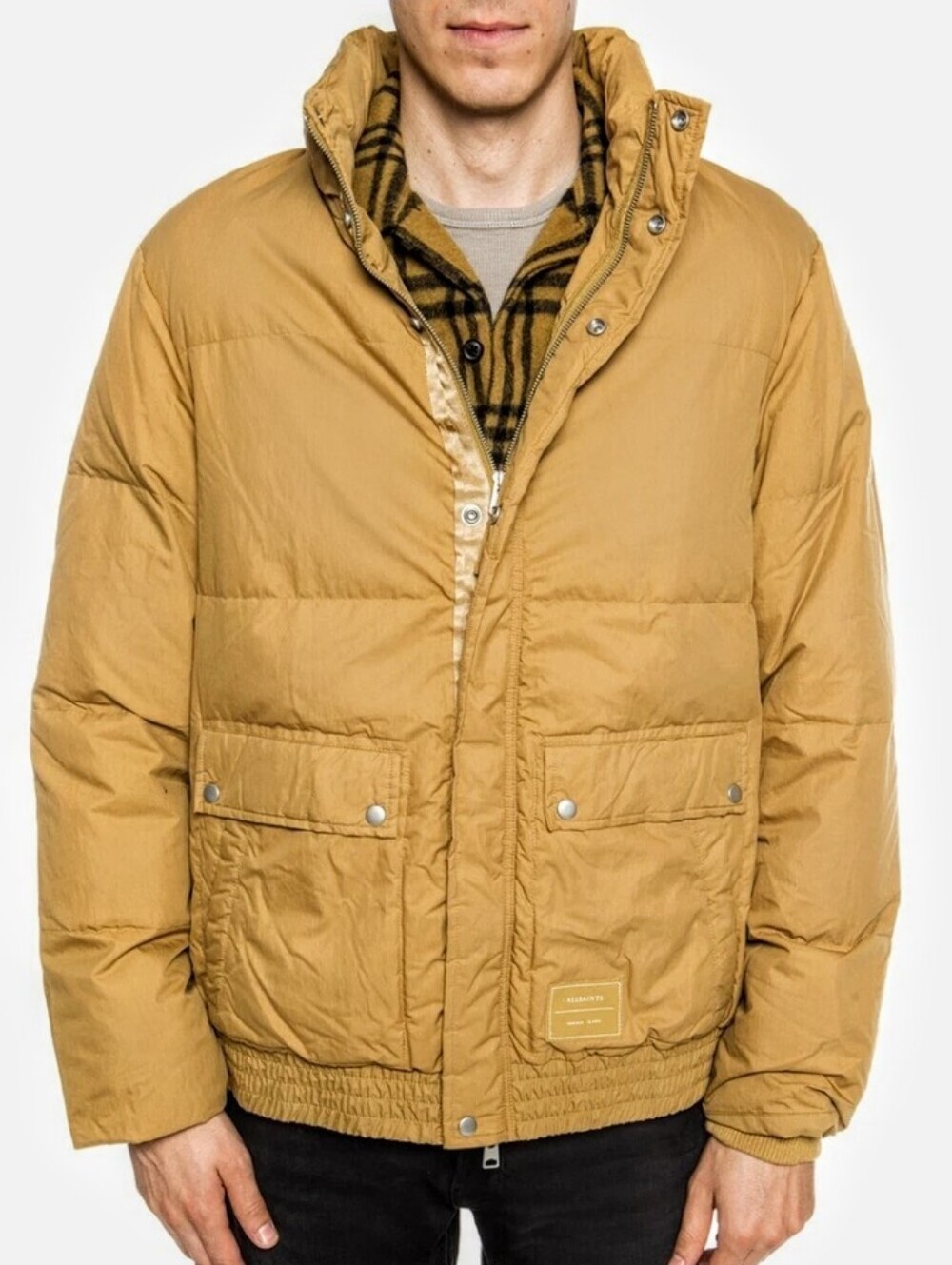 All Saints Hadley Puffer Jacket In Mustard sz S